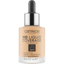 تصویر کرم پودر مایع کاتریس شماره ۰۴۶ مدل اچ دی حاوی نیاسینامید Catrice HD Liquid Coverage Foundation Camel Beige 