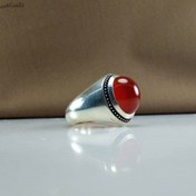 تصویر انگشتر عقیق یمنی مردانه دست ساز طرح فیلی 