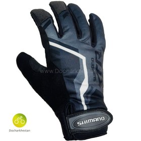 تصویر دستکش ورزشی دوچرخه سواری شیمانو مدل Wind Protector مشکی تیره Shimano Bicycle Gloves Wind Protector 