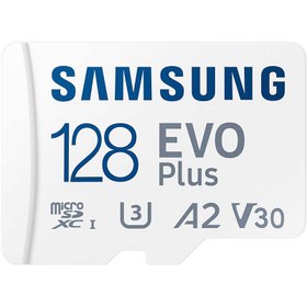 تصویر کارت حافظه microSDXC سامسونگ مدل Evo Plus A1 V10 کلاس 10 استاندارد UHS-I U3 سرعت 130MBps ظرفیت 128 گیگابایت به همراه آداپتور SD کارت حافظه Micro SDXC سامسونگ مدل Evo Plus A1 V10 سرعت 130MBps به همراه آداپتور SD کلاس 10 استاندارد UHS-I U3 ظرفیت 128GB