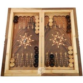 تصویر تخته نرد و شطرنج چوب گردو (کد 1100) 