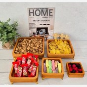 تصویر ست پذیرایی ۵ تیکه چوبی مدل مربع 