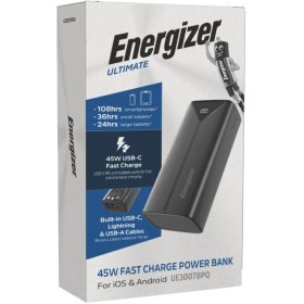 تصویر پاوربانک انرجایزر مدل UE30078PQ ظرفیت ۳۰ هزار میلی آمپر ساعت 