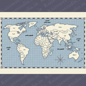 تصویر طرح وکتور لایه باز نقشه جهان به فارسی World Map Vector 