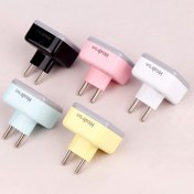 تصویر تبدیل سه به دو چراغدار هادرون مدل دو شاخه برق hadron Hadron adapter box