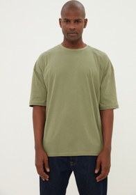 تصویر تیشرت آستین کوتاه مردانه سبز برند trendyol man TMNSS22TS0318 Haki Erkek Basic %100 Pamuklu Bisiklet Yaka Oversize Kısa Kollu T-Shirt TMNSS22TS0318