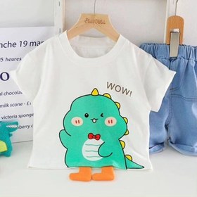 تصویر تیشرت شلوارک دایناسور کوچولو بچگانه 123 - سایز Little dinosaur shorts T-shirt for children