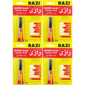 تصویر چسب قطره ای رازی مدل Super Glue حجم 3 میلی لیتر بسته 4 عددی 