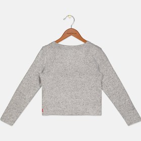 تصویر بلوز طوسی دخترانه با یقه گرد و آستین بلند، دارای لوگوی برند برند levi's Kids Girls Round Neck Long Sleeves Brand Logo Top, Grey