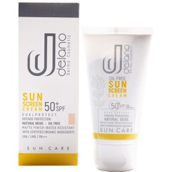 تصویر کرم ضد آفتاب فاقد چربی حاوی SPF50 دلانو 50 میلی لیتر رنگی بژ طبیعی 