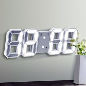 تصویر ساعت دیواری و رومیزی دیجیتال سه بعدی بدنه سفید مدل X Segment Clock 