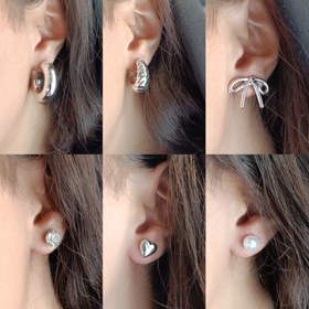 تصویر پک گوشواره ترند دخترانه استیل در دو رنگ بندی 