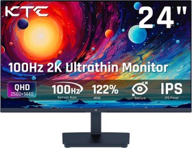 تصویر مانیتور با کیفیت بالا برای بازی و کارهای حرفه‌ای H24T27 - ارسال 20 روز کاری KTC 24 Inch QHD 100Hz Computer Monitor IPS 2K, 1300:1 Contrast, Anti-Blue Light Screen, 122% sRGB, Support FreeSync and GSync, HDMI2.0/DP/Earphone for Gaming and Office Working H24T27