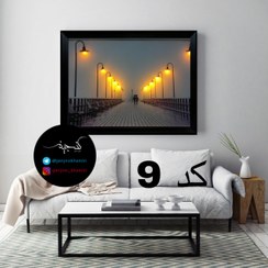 تصویر تابلو چراغدار اسکله سفید عاشقانه 