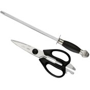 تصویر ست چاقو تیز کن و قیچی آشپزخانه مشکی جی فی نی GIFFINI کد M53 مجموعه 2 عددی 