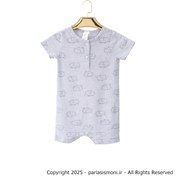 تصویر رامپر نوزادی برند H&M مدل آبی طرح فیل مشکی - ۴ تا ۶ ماه Baby Romper H&M Blue with Black Elephant Print