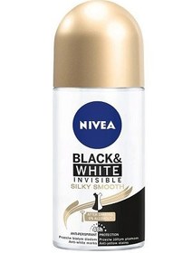 تصویر مام رول ضد تعریق زنانه نیوا ابریشمی 48 ساعته حجم 50 میل Nivea black and White Invisible silky smooth 48h for women 50ml