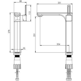 تصویر شیر روشویی پایه بلند شودر مدل میشل - کروم Shouder Basin Faucet Michel Model