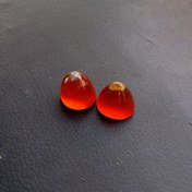 تصویر عقیق سرخ سه پوست کلّه قندی | آبدار و زیبا | قواره ۱۶mmx۱۰mm | جفت نگین 