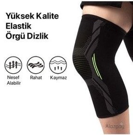 تصویر زانو بند والیبال مشکی مردانه و زنانه تناسب اندام بسکتبال ارتوپدی در فضای باز Kaymaz Silicone Training Knee 1 Alazpay 