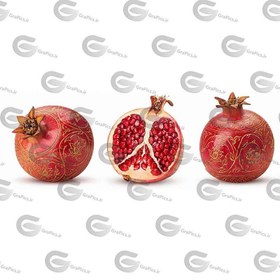 تصویر عکس استوک انار شب یلدا با طرح اسلیمی کد 097 