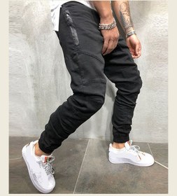 تصویر شلوار کژوال مردانه با زیپ کناری به سبک هیپ هاپ - مشکی برند generic Men Hip Hop Style Fashion Side Zipper Casual Pants Black