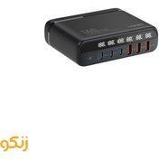 تصویر شارژر دیواری 6 پورت الدینیو A6140C GaN توان 140 وات Ldnio 6-Port Wall Charger A6140C GaN 140W – Fast USB-A & USB-C Charging