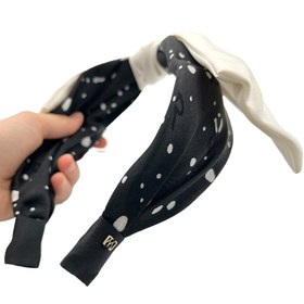 تصویر تل پارچه ای پاپیون سفید و مشکی 