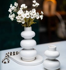 تصویر گلدان سرامیکی سه پله مدرن – دکور خلاقانه و لوکس برای خانه و محل کار 