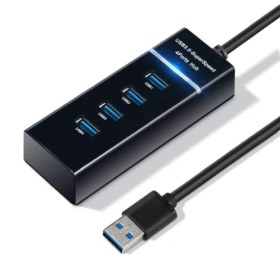 تصویر هاب USB3.0-SuperSpeed 4 Ports Hub هاب کابل بلند 1.2 متری 4 پورت USB مشکی