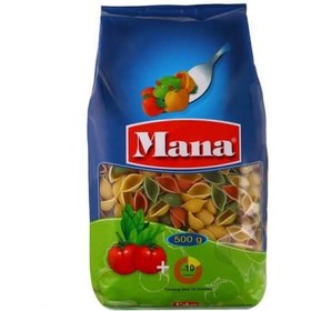 تصویر ماکارونی فرمی گوش ماهی سبزیجات مانا مقدار 500 گرم Mana Tri-color Rigate 500 g