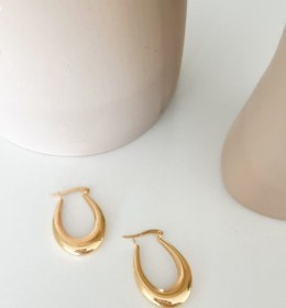 تصویر گوشواره حلقه‌ای آکوا آینه‌ای بیضی 