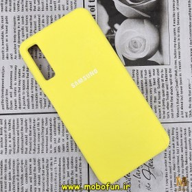 تصویر قاب گوشی Galaxy A7 2018 - A750 سامسونگ سیلیکونی اورجینال پاک کنی درجه یک زیر بسته زرد کد 140 