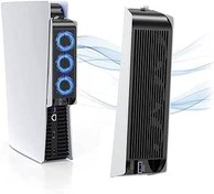 تصویر PS5 Fan Cooling Fan, PS5 Cooling Fan with LED Light, Upgraded Quiet Cooler Fan with 3 Fans & Controller USB Port for Playstation 5 PS5 Digital Edition/Ultra HD Console(White) 