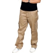 تصویر شلوار کار نخی خاکی شش جیب مناسب خانم ها و آقایان 