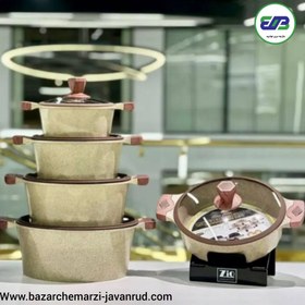 تصویر سرویس قابلمه گرانیتی زیو مدل ZCS-8500 ظرفیت ۱۰ پارچه 