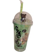 تصویر لیوان دوجداره فانتزی مدل موزیکال درب‌دار نی‌دار 