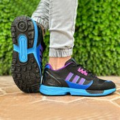تصویر کتانی مردانه آدیداس ZX8000 رنگ مشکی و آبی با رویه چرم 