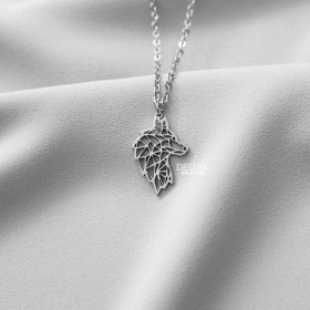 تصویر گردنبند طرح اوریگامی گرگ 