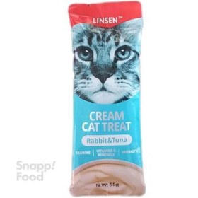 تصویر پودینگ بستنی گربه CREAM CAT TREAT US PET طعم خرگوش و ماهی 55g 