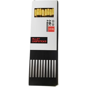 تصویر چاپستیک دور طلایی ۱۰ جفت 