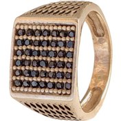 تصویر انگشتر مردانه طلاروس مربع نگین مشکی 