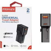 تصویر شارژر دیواری فست و PD دو پورت Promate مدل TriPlug-PD20 20W - مشکی 