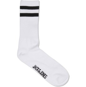 تصویر جوراب رسمی و روزمره مردانه سفید برند jack jones 12222233 Jack Jones Basic Tennis Sock 3 Pack Erkek Beyaz Çorap 12222233-01