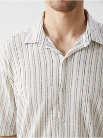 تصویر Regular Fit Kısa Kollu Çizgili Erkek Gömlek 