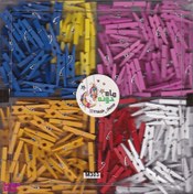 تصویر بسته 10 عددی گیره مدل چوبی رنگی فانتزی 