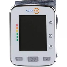 تصویر فشارسنج مچی CURAmed، روش اندازه گیری نوسان سنجی تمام اتوماتیک، هشدار ریتم قلب CURAmed Wrist Blood Pressure Monitor, Fully Automatic Oscillometric Measurement Method, Heart Rhythm Warning