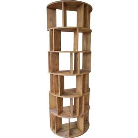 تصویر قفسه و کتابخانه چوبی گرد 