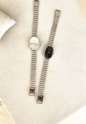 تصویر ساعت دخترانه مدل نایدو بیضی مینیمال رنگ سیلور سفید و مشکی کد 1123 - سیلور صفحه سفید 