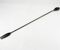 تصویر باراسپون یک طرف قاشق یکطرق چنگال دار بلند تک رنگ مشکی دودی 